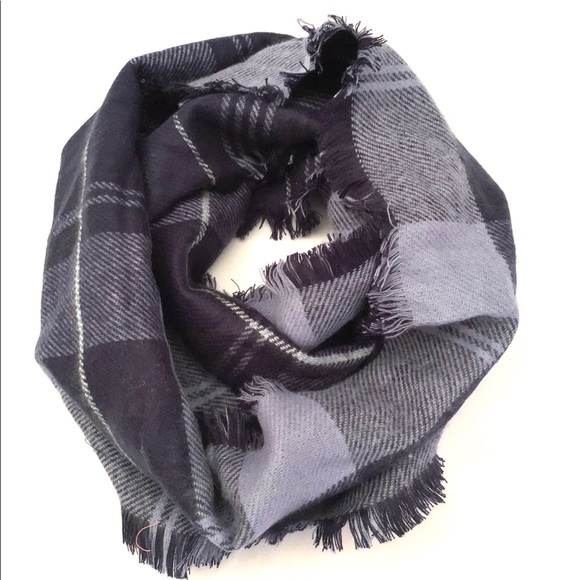 New Fashion Plaid Blue Soft Fringe Infinity Scarf - Picture 1 of 2